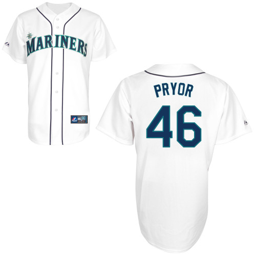 Stephen Pryor #46 Youth Baseball Jersey-Seattle Mariners Authentic Home White Cool Base MLB Jersey
